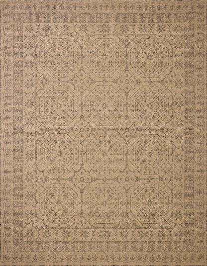 Expertly crafted as a hand-woven wool area rug with traditional artistry, the Novi NVI-01 Tan / Onyx Area Rug captures sandy tan and bold onyx tones beautifully
