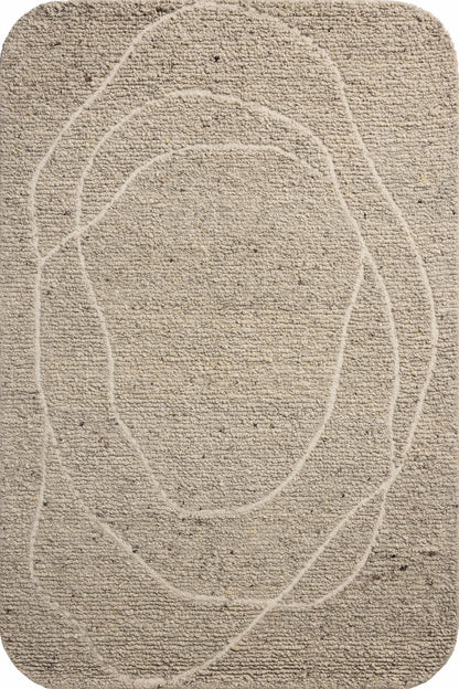 The Otis OTT-01 Oatmeal / Ivory Area Rug pairs cozy oatmeal and refined ivory tones and linear patterns in a hand-tufted wool area rug