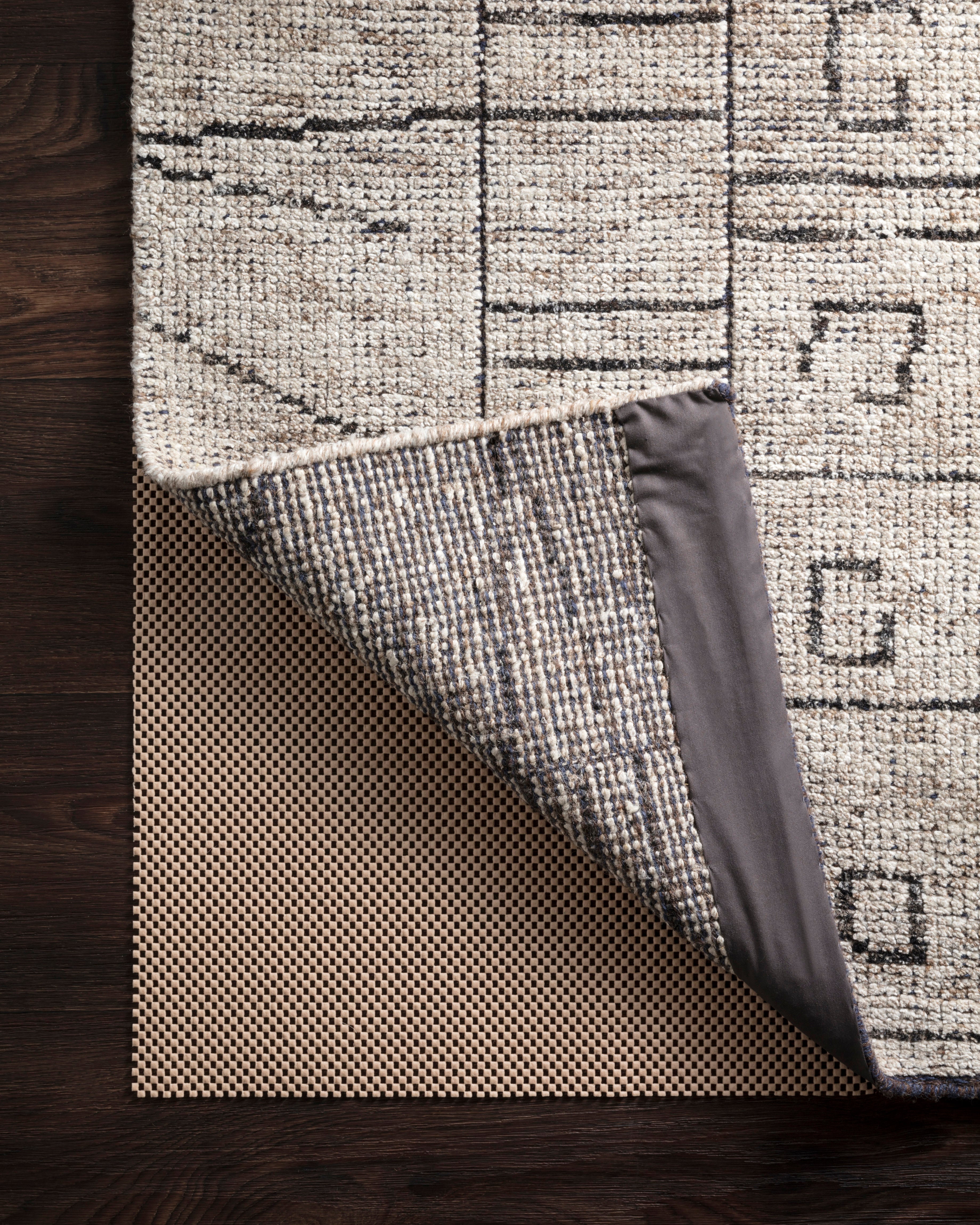 Premium Grip PAD01 Beige Rug Pad with waffle texture, non-slip, trim-to-fit, ideal for all rug sizes