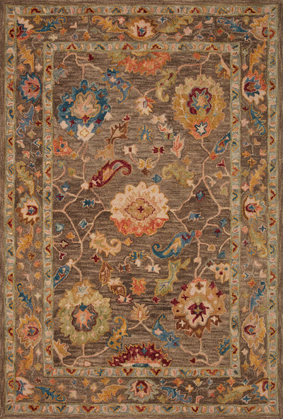 Padma PMA-01 Charcoal/Multi Area Rug, thick wool pile, bold colors, contemporary asymmetrical pattern
