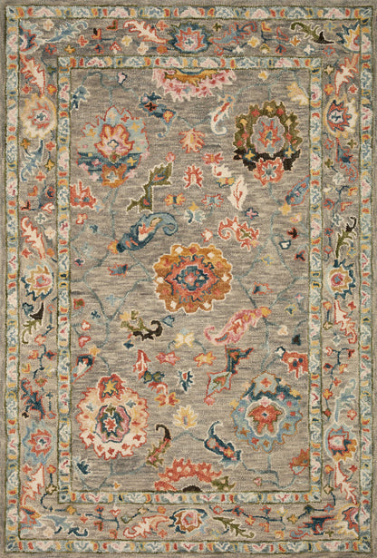 Padma PMA-01 Grey/Multi Area Rug, handcrafted wool, thick pile, modern asymmetrical design