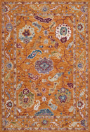 Padma PMA-01 Orange/Multi Area Rug, hand-hooked wool, bold orange and multicolor, modern asymmetry