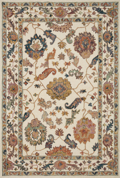 Padma PMA-01 White/Multi Area Rug, hand-hooked wool, plush pile, bold asymmetrical modern design