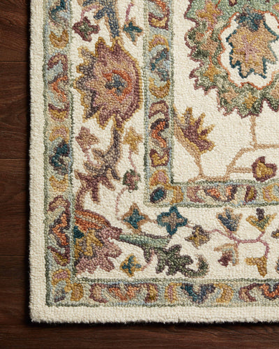 Padma PMA-01 White/Multi Area Rug, hand-hooked wool, plush pile, bold asymmetrical modern design