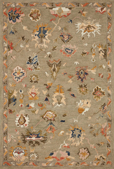 Padma PMA-02 Grey/Multi Area Rug, hooked wool, thick pile, bold colors, contemporary accent