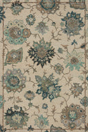 Padma PMA-03 Ivory/Blue Area Rug, hand-hooked wool, plush pile, bold blue and ivory, modern asymmetrical design