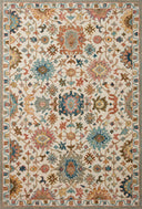 Padma PMA-05 Ivory/Multi Area Rug, hand-hooked wool, plush pile, bold multicolor, modern asymmetrical design