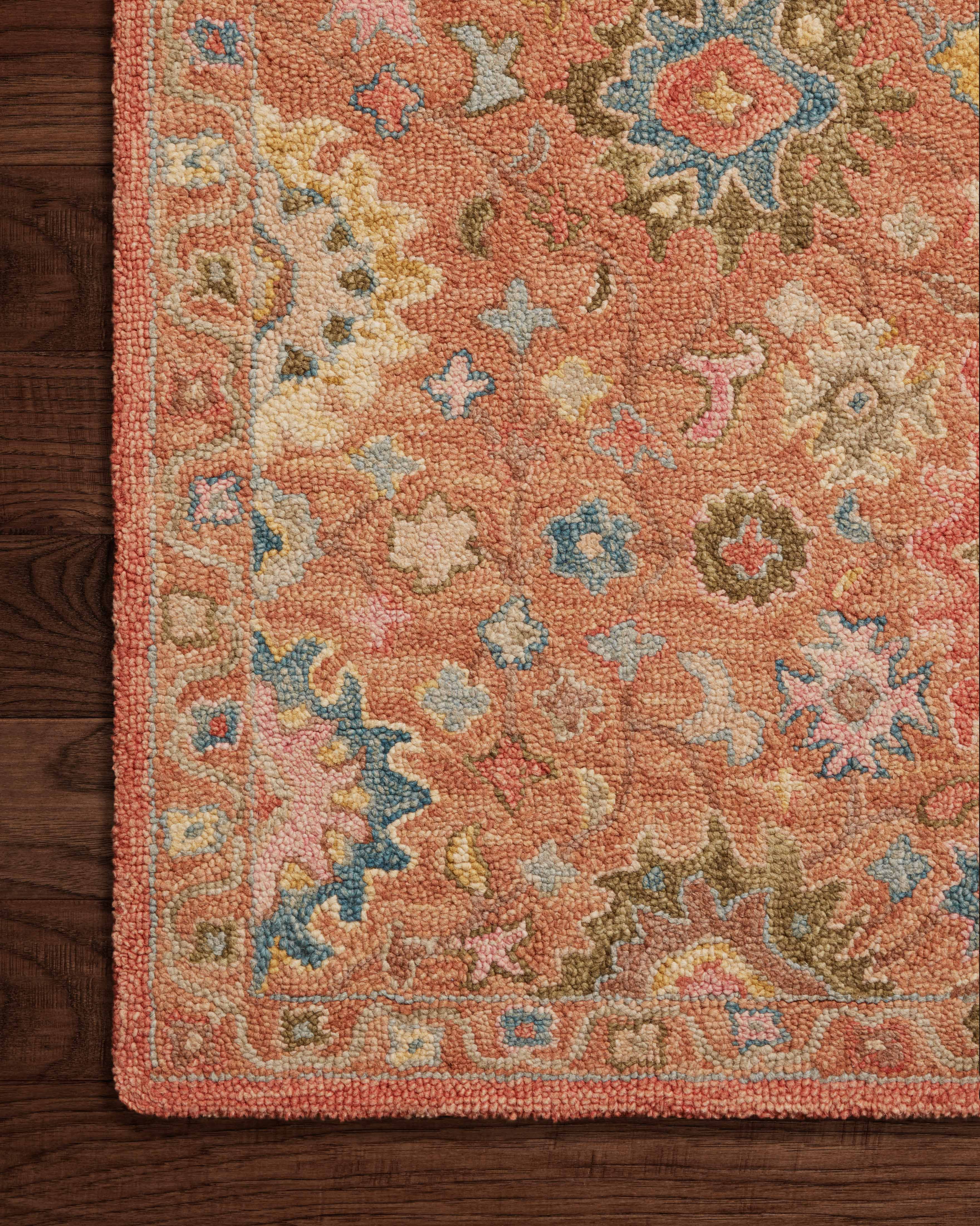 Padma PMA-05 Terracotta/Multi Area Rug, hand-hooked wool, thick pile, terracotta and multicolor, contemporary design