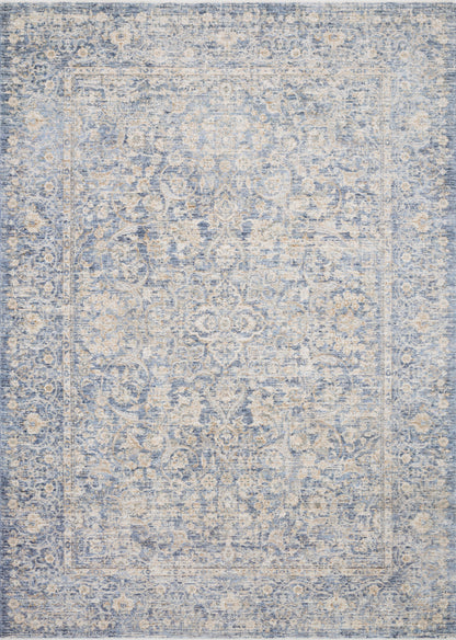 Pandora PAN-01 Blue/Gold Area Rug, power-loomed polyester, high-low textured pile, modern motifs