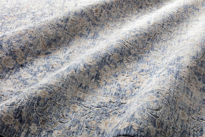 Pandora PAN-01 Blue/Gold Area Rug, power-loomed polyester, high-low textured pile, modern motifs