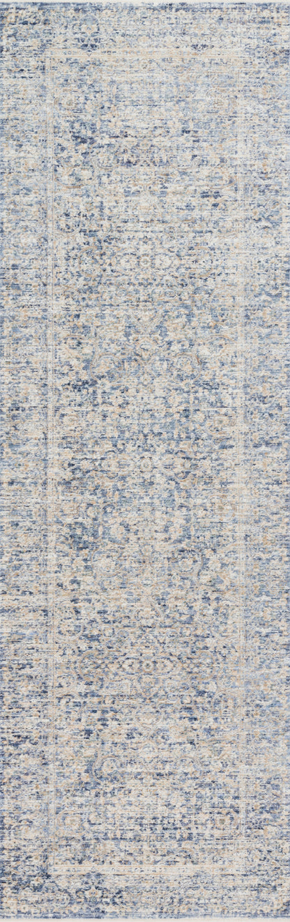 Pandora PAN-01 Blue/Gold Area Rug, power-loomed polyester, high-low textured pile, modern motifs