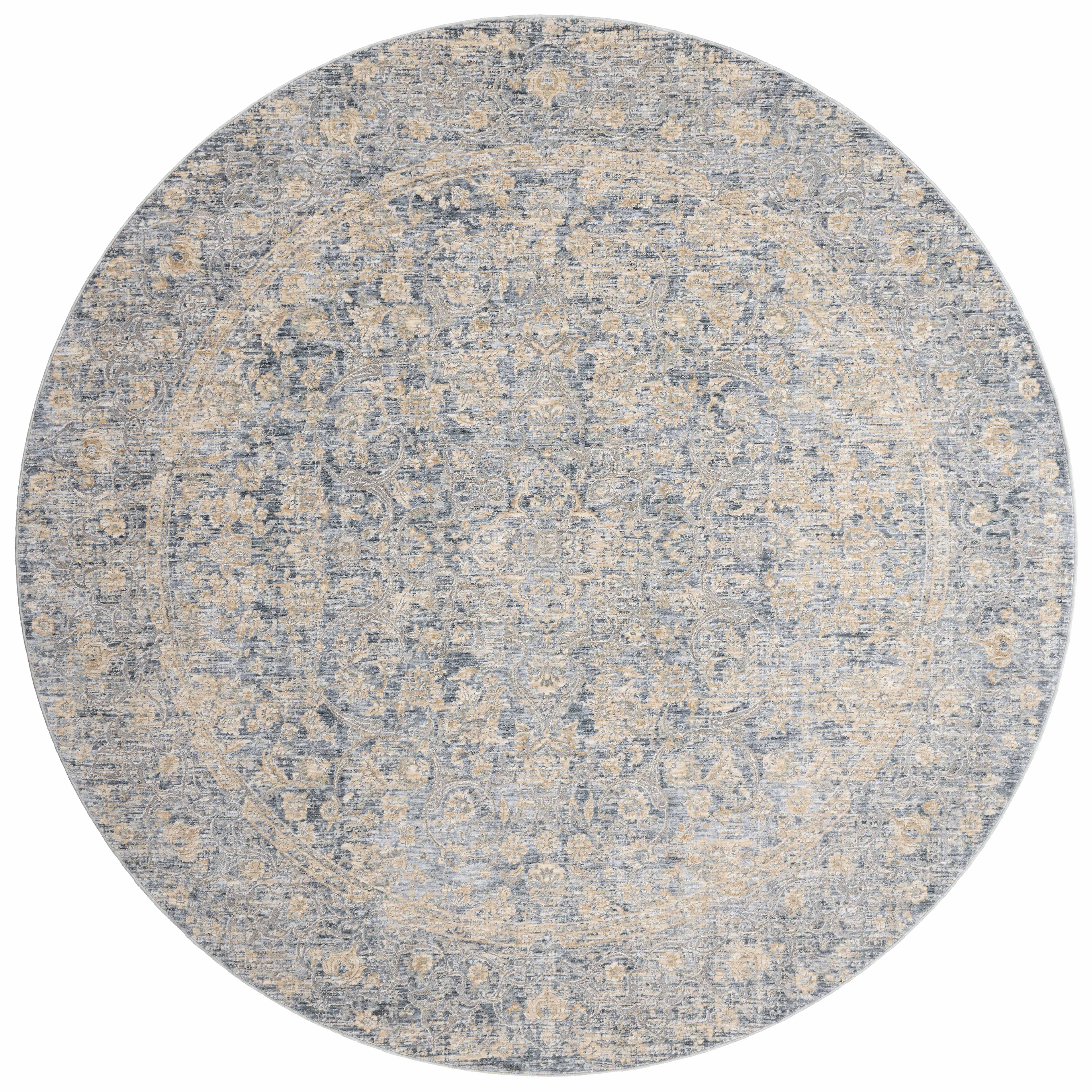 Pandora PAN-01 Blue/Gold Area Rug, power-loomed polyester, high-low textured pile, modern motifs