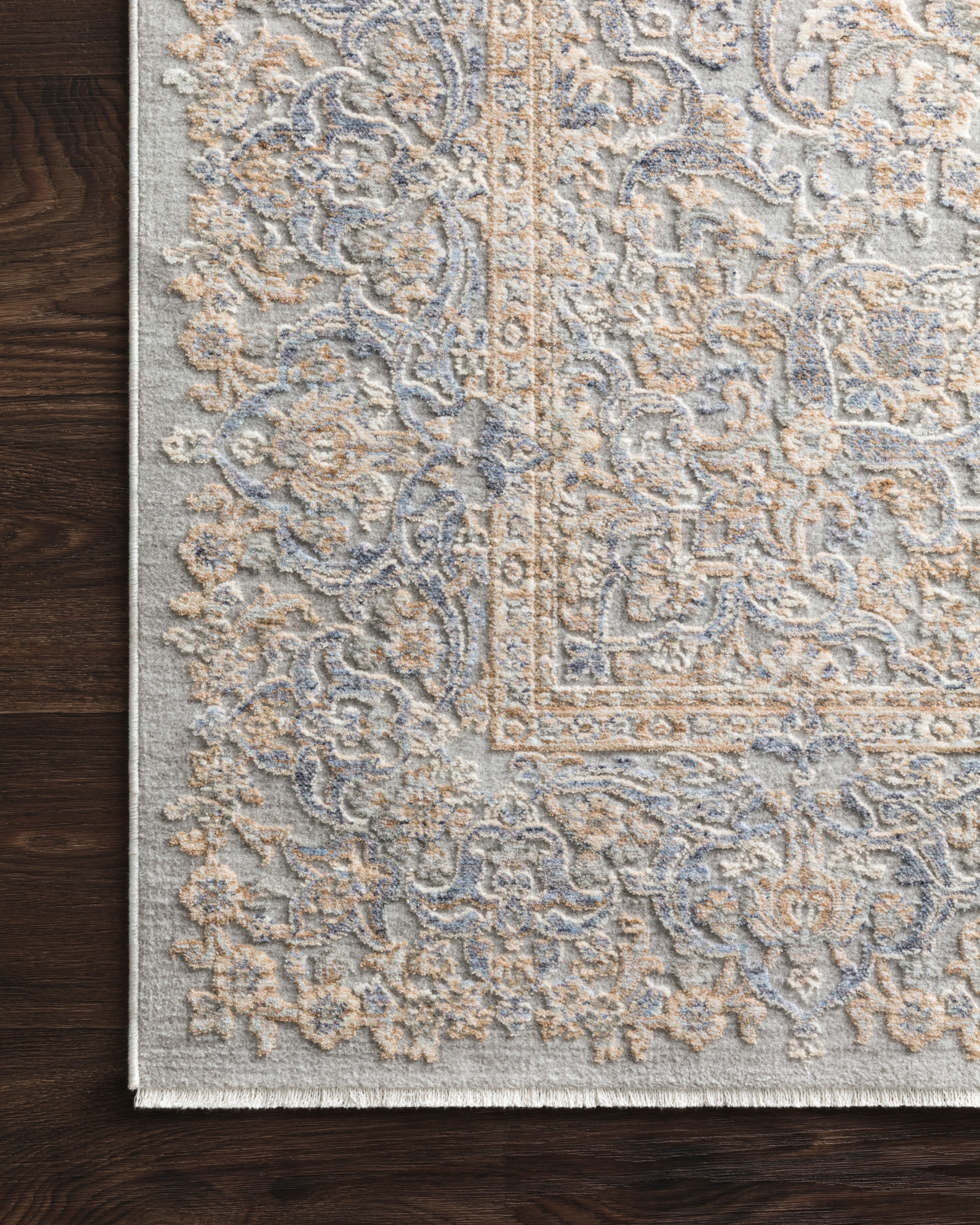 Pandora PAN-01 Stone/Gold Area Rug, power-loomed polyester, high-low texture, elegant stone and gold palette