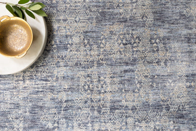Pandora PAN-03 Dark Blue Area Rug, power-loomed polyester, high-low texture, plush modern classic