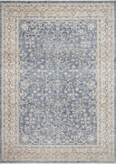 Pandora PAN-04 Dark Blue/Ivory Area Rug, power-loomed polyester, high-low texture, classic motifs