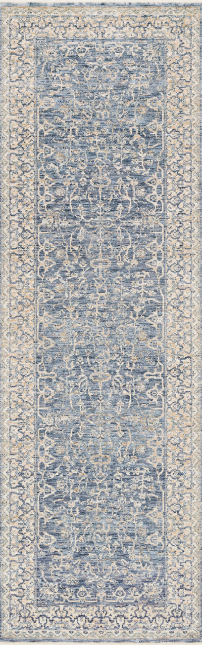 Pandora PAN-04 Dark Blue/Ivory Area Rug, power-loomed polyester, high-low texture, classic motifs