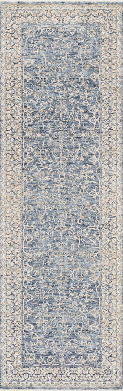 Pandora PAN-04 Dark Blue/Ivory Area Rug, power-loomed polyester, high-low texture, classic motifs