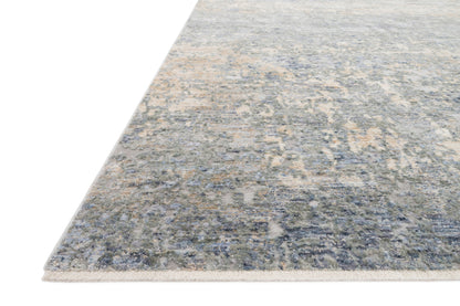 Pandora PAN-05 Blue/Gold Area Rug, power-loomed polyester, high-low texture, modern blue and gold design