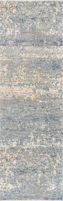Pandora PAN-05 Blue/Gold Area Rug, power-loomed polyester, high-low texture, modern blue and gold design
