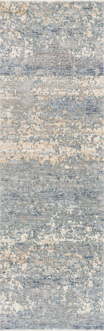 Pandora PAN-05 Blue/Gold Area Rug, power-loomed polyester, high-low texture, modern blue and gold design