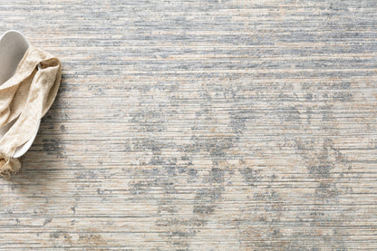 Pandora PAN-06 Ivory/Blue Area Rug, power-loomed polyester, high-low texture, plush modern pattern