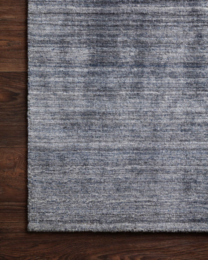 Pasadena PAS-01 Indigo Area Rug, hand-loomed wool and viscose, plush pile, deep indigo hues