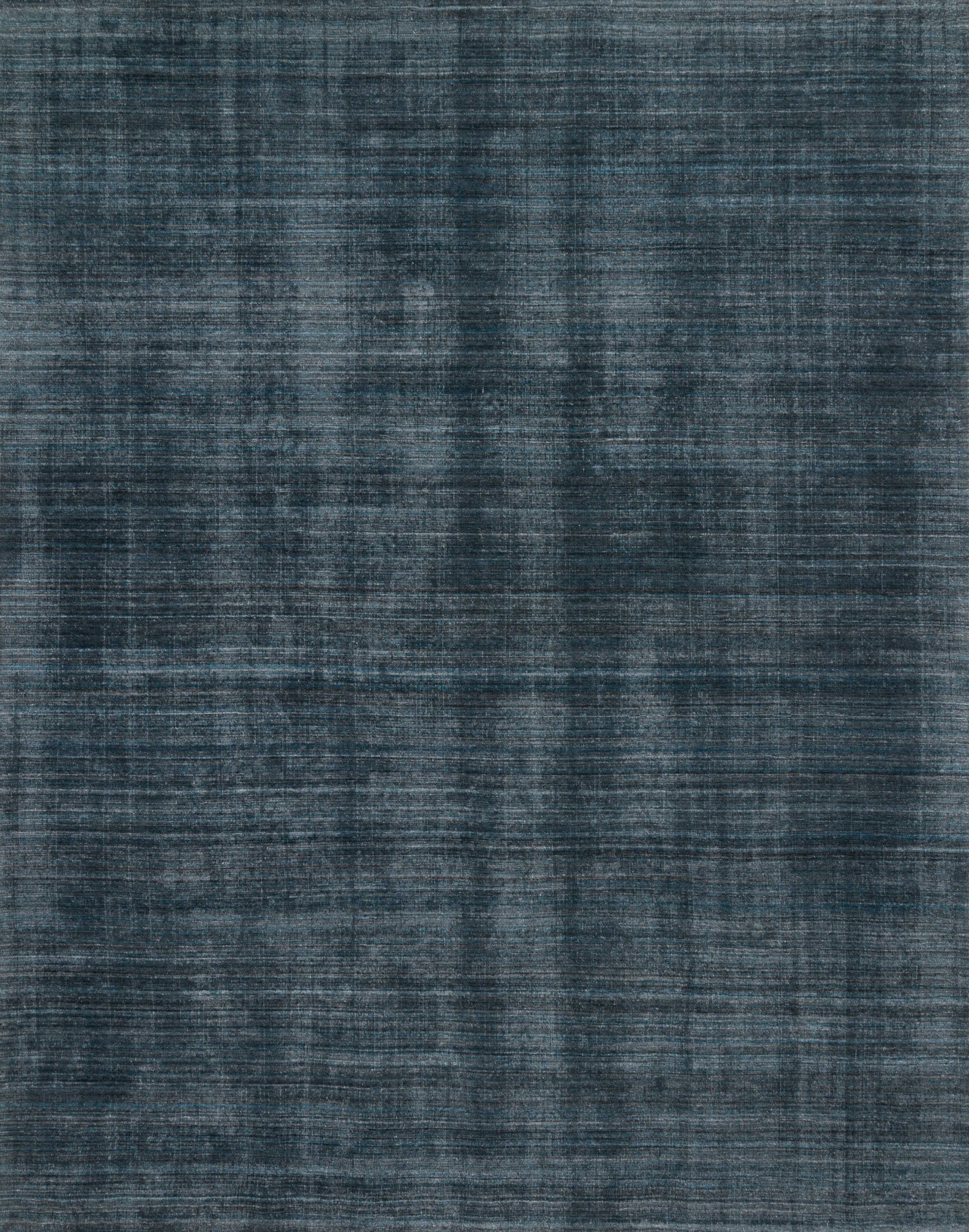 Pasadena PAS-01 Midnight Area Rug, hand-loomed wool and viscose, plush pile, striking midnight tones