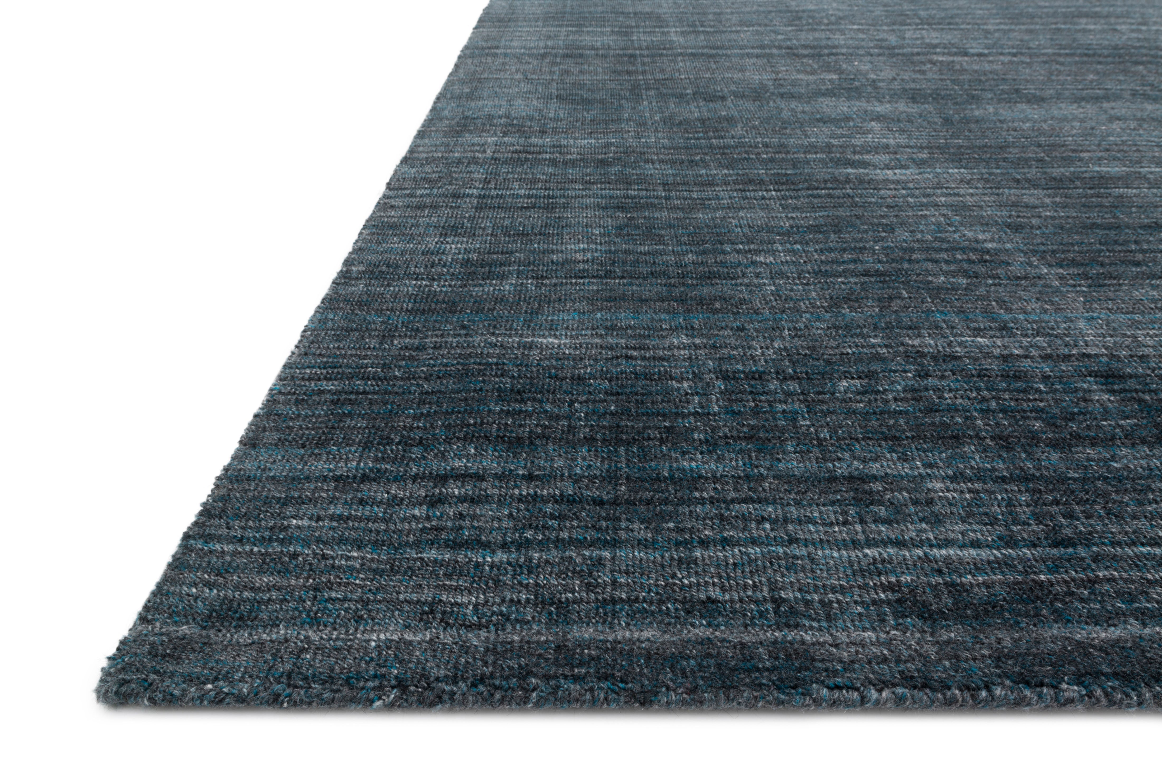 Pasadena PAS-01 Midnight Area Rug, hand-loomed wool and viscose, plush pile, striking midnight tones