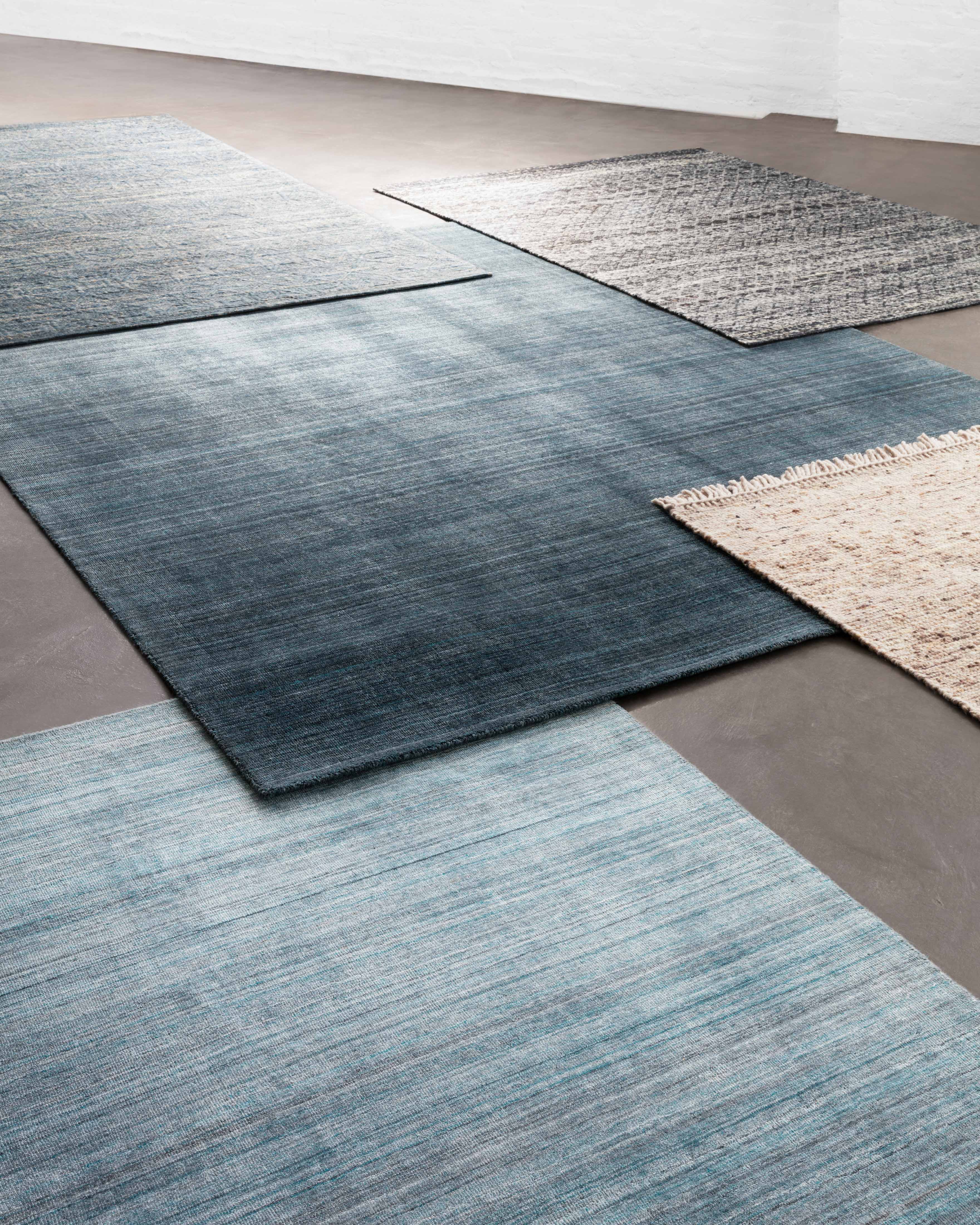 Pasadena PAS-01 Midnight Area Rug, hand-loomed wool and viscose, plush pile, striking midnight tones