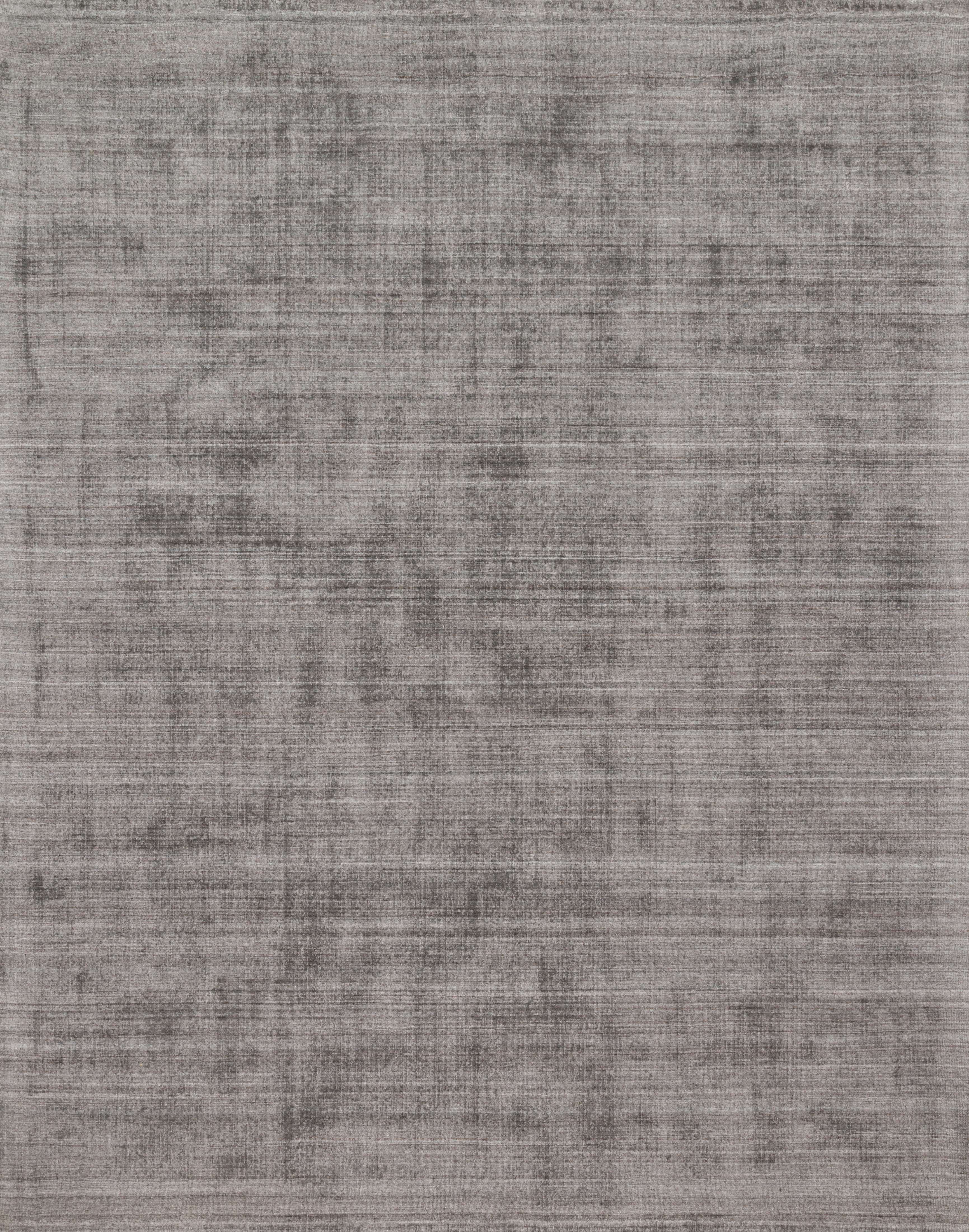 Pasadena PAS-01 Smoke Area Rug, hand-loomed wool and viscose, plush pile, smoky abrash tones