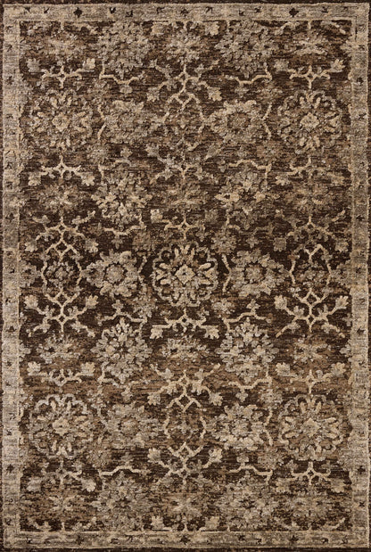 The Percival PCV-02 Bark / Pebble Area Rug highlights grounded bark and subtle pebble tones and traditional texture in a beautifully made power-loomed polyester area rug