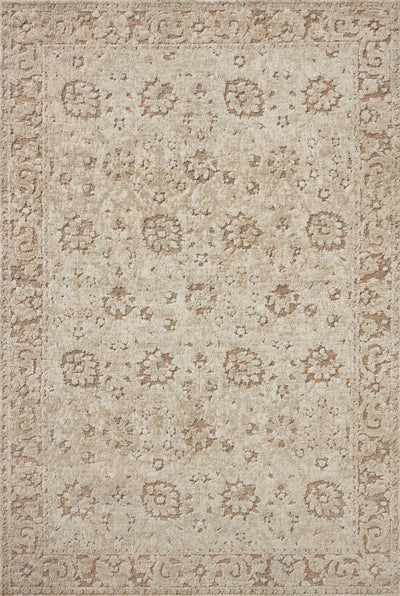 A power-loomed polyester area rug in warm natural and salmon tones with traditional motifs, the Percival PCV-04 Natural / Salmon Area Rug grounds your room beautifully
