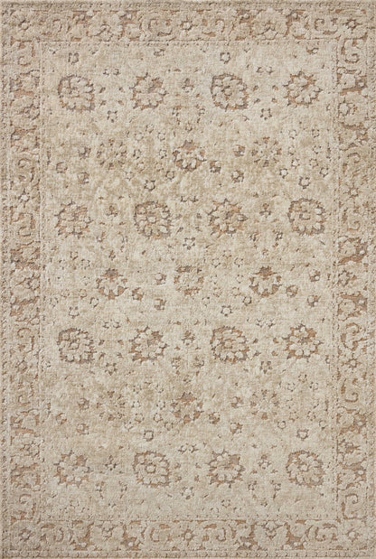 A power-loomed polyester area rug in warm natural and salmon tones with traditional motifs, the Percival PCV-04 Natural / Salmon Area Rug grounds your room beautifully