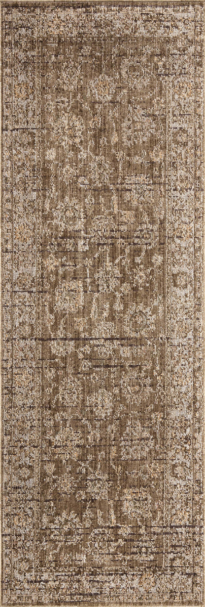 Layered in grounded bark and refined ivory hues with vintage patterns, the Priscilla PRL-01 Bark / Ivory Area Rug is a power-loomed 100% polyester area rug perfect for any setting