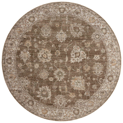 Layered in grounded bark and refined ivory hues with vintage patterns, the Priscilla PRL-01 Bark / Ivory Area Rug is a power-loomed 100% polyester area rug perfect for any setting