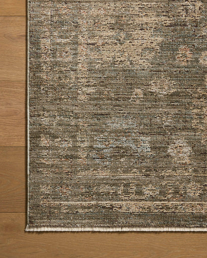 The Priscilla PRL-02 Olive / Sand Area Rug showcases earthy olive and sandy tones in a power-loomed 100% polyester area rug with vintage style