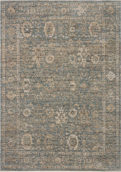 Featuring calming blue and sandy hues and vintage detail, the Priscilla PRL-03 Blue / Sand Area Rug is a power-loomed 100% polyester area rug for any room