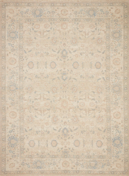  Priya PRY-05 hand-woven Natural and Blue area rug, refined tonal design, GoodWeave certified