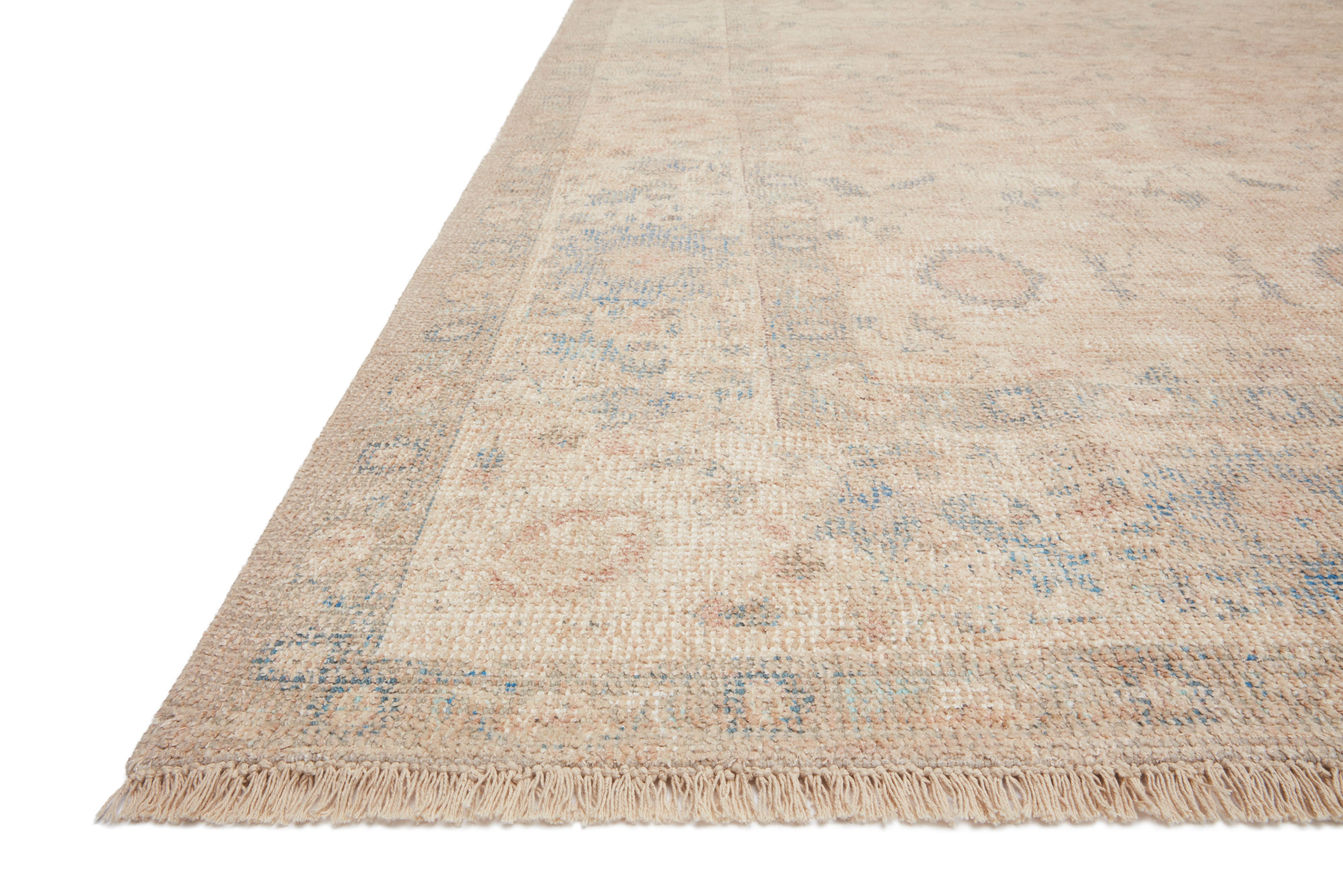  Priya PRY-05 hand-woven Natural and Blue area rug, refined tonal design, GoodWeave certified