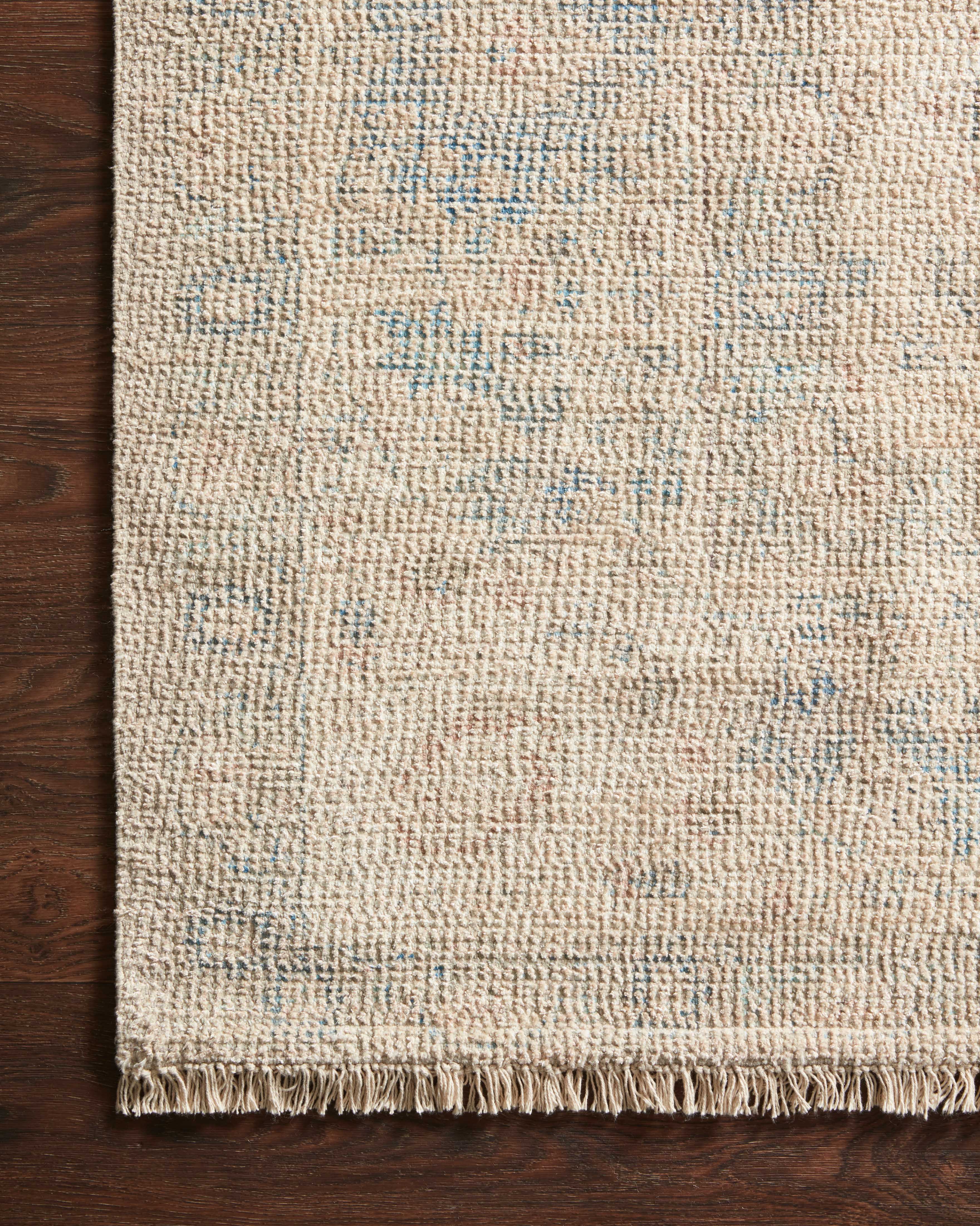  Priya PRY-05 hand-woven Natural and Blue area rug, refined tonal design, GoodWeave certified