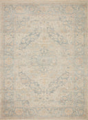  Priya PRY-08 hand-woven Bone and Bluestone area rug, artful tonal patterns, ethically produced
