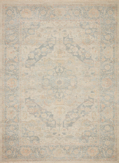  Priya PRY-08 hand-woven Bone and Bluestone area rug, artful tonal patterns, ethically produced