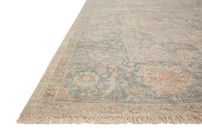  Priya PRY-08 hand-woven Bone and Bluestone area rug, artful tonal patterns, ethically produced