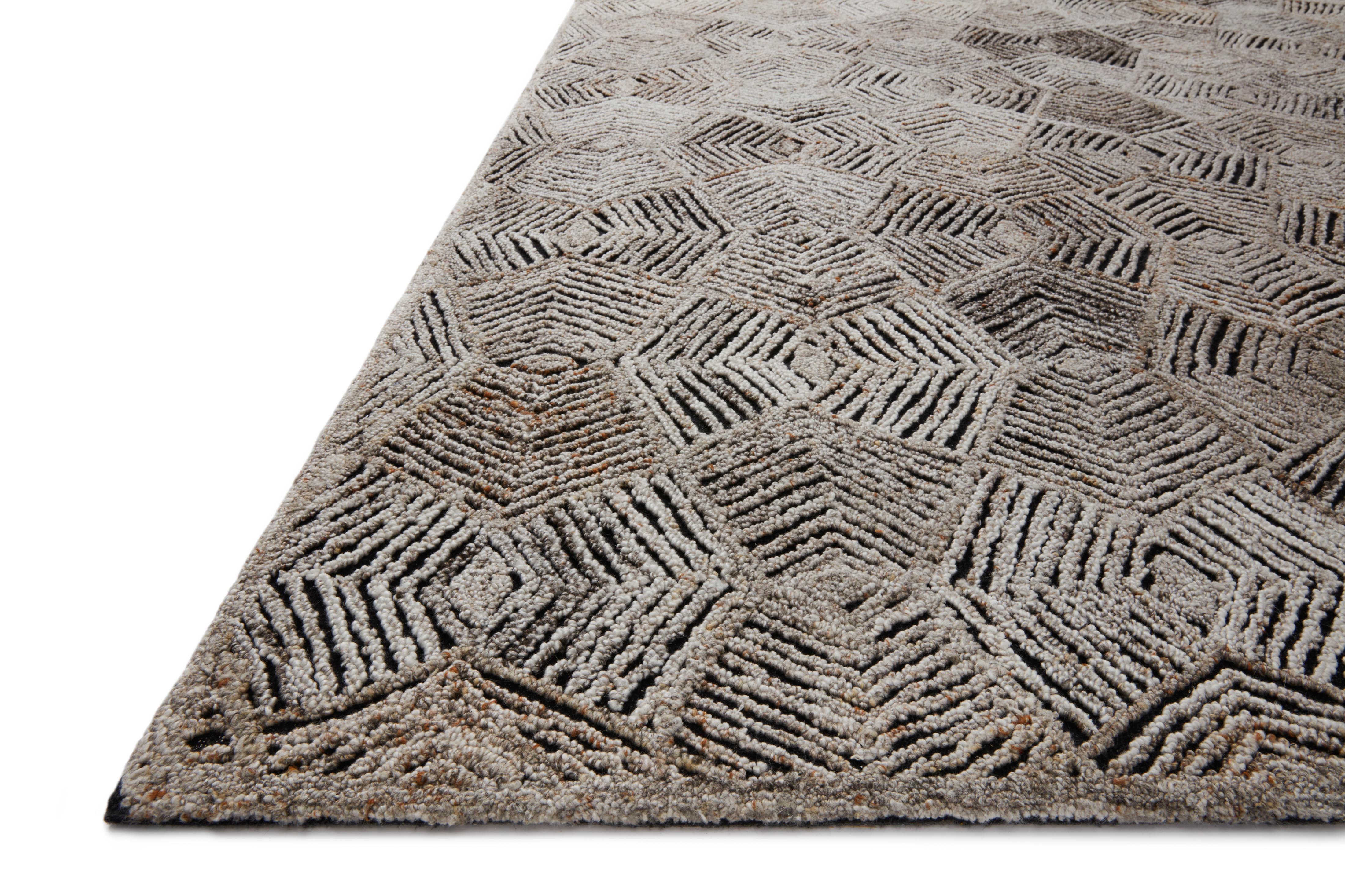 Elegant Prescott PRE-01 Fawn Area Rug with subtle geometric design, high-low texture, handcrafted in India, GoodWeave certified