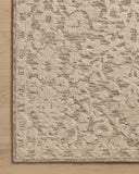 Crafted as a hand-tufted wool and cotton area rug, the Prudence PRU-01 Stone / Ivory Area Rug brings grounding stone and refined ivory warmth and floral character to your space