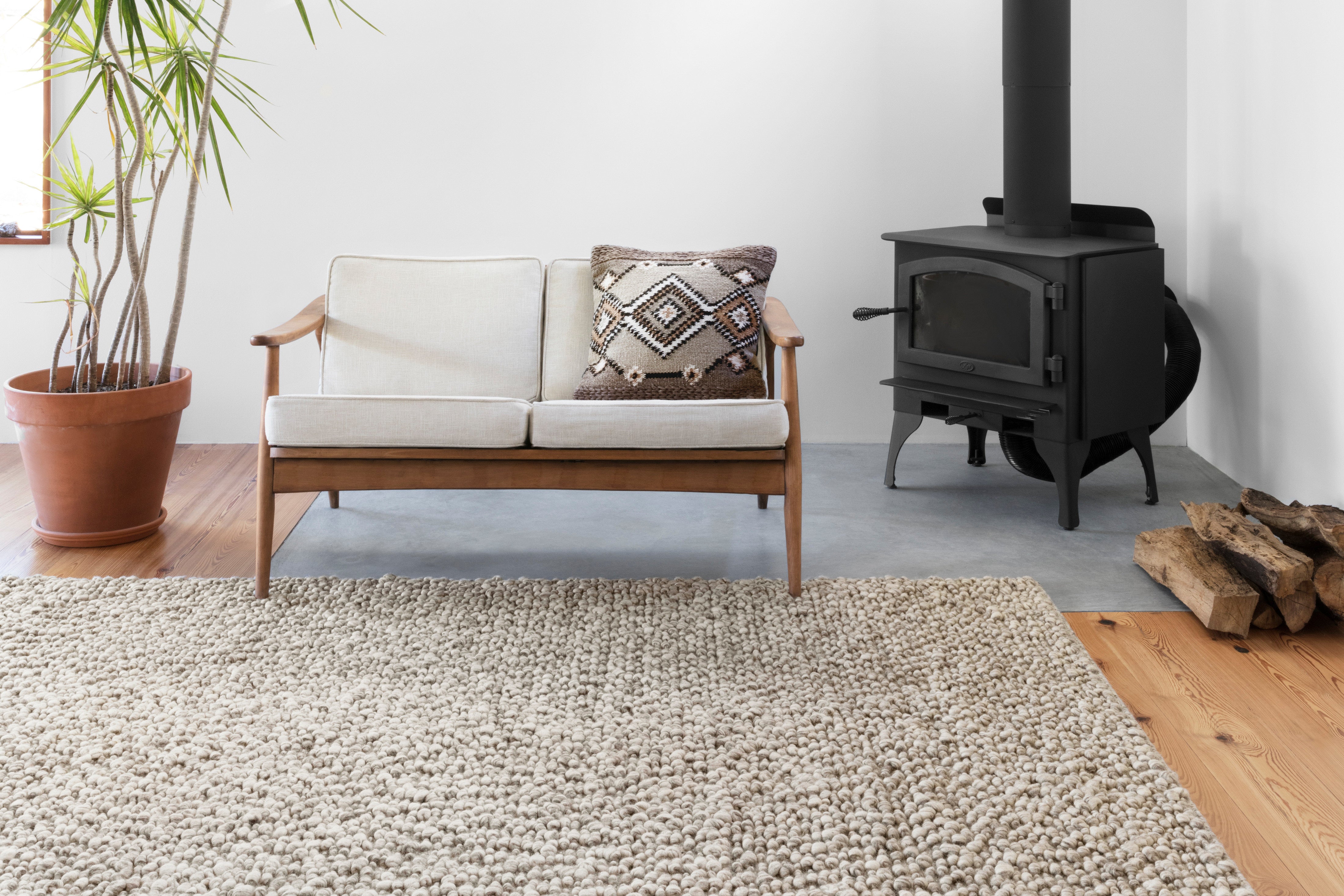 Quarry QU-01 Stone Area Rug, earthy tone, hand-woven, refined texture