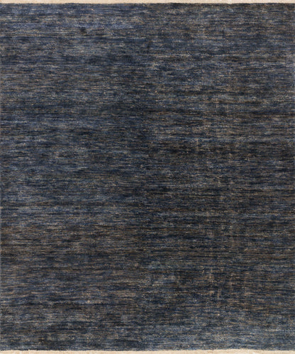 Hand-knotted Quinn QN-01 Indigo Area Rug, jute and cotton blend, eco-friendly, artisan-made in India, bold color for modern and eclectic interiors