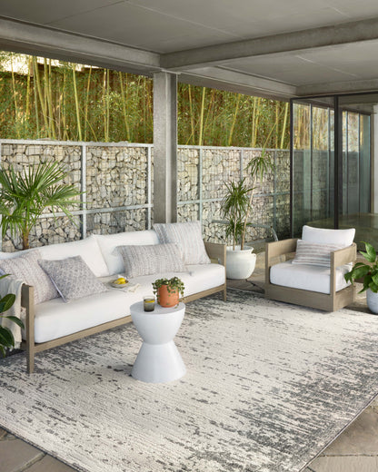  Rainier RAI-01 Ivory and grey contemporary indoor outdoor area rug, power-loomed polypropylene, weather-resistant