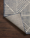  Rainier RAI-03 Denim and ivory contemporary patterned rug, power-loomed, weather-resistant for indoor or outdoor spaces