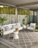  Rainier RAI-05 Natural and ivory modern indoor outdoor area rug, calming colors, weather-resistant polypropylene.